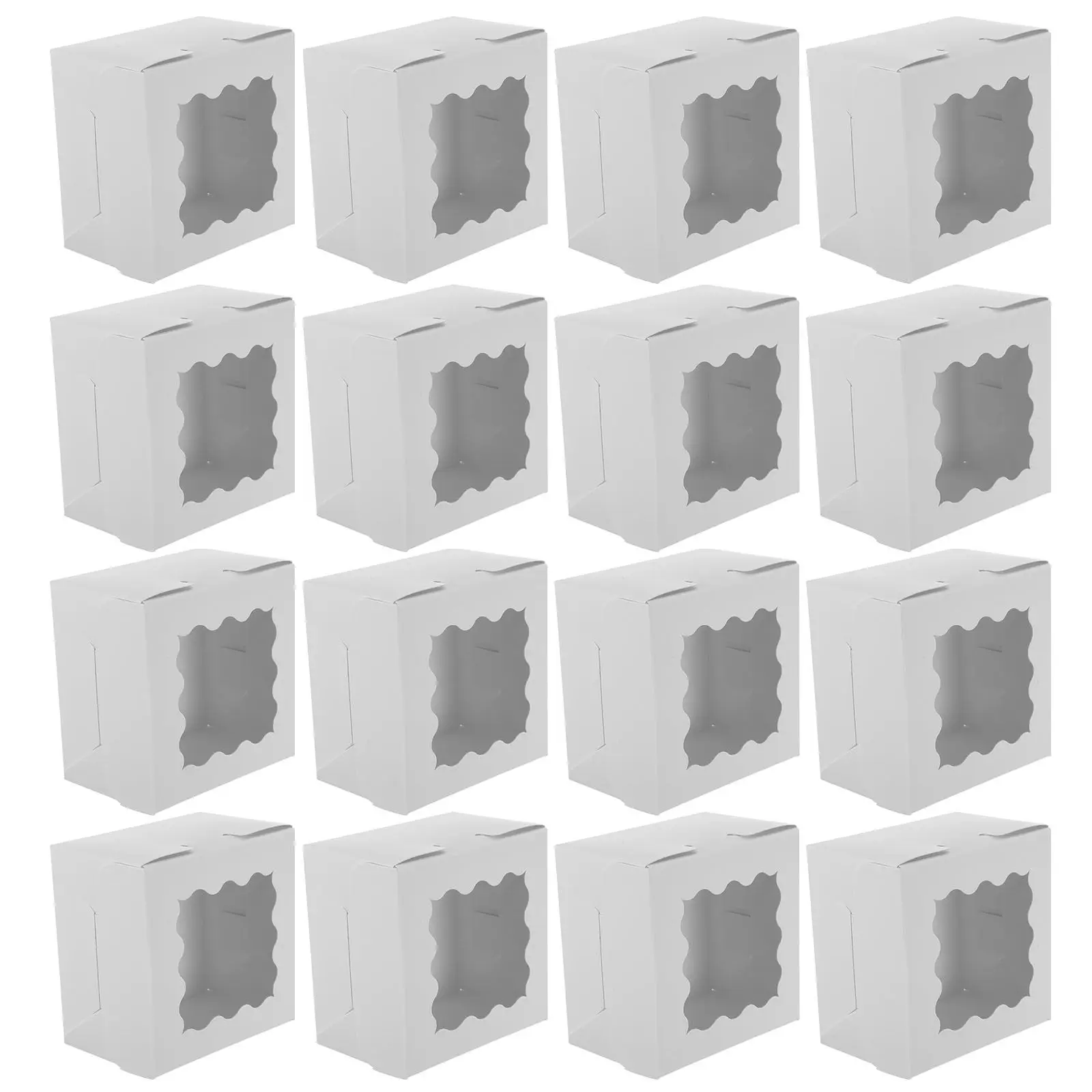 

50 шт. прозрачных коробок для кондитерских изделий 4x4x2,5 дюйма, белые квадратные контейнеры для кексов, печенья, пончиков, шоколадных пирогов, на день рождения