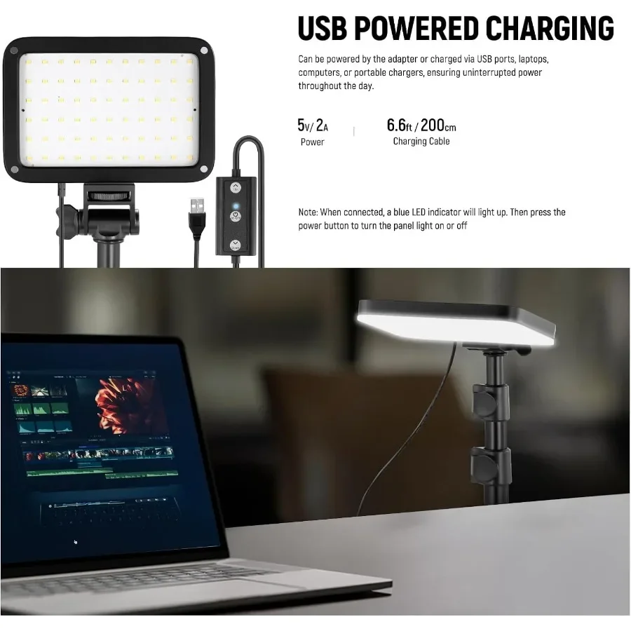 ชุดไฟวิดีโอ LED แบบพกพา 2 ชุด รุ่น Basics พร้อมขาตั้งและฟิลเตอร์ ปรับความสว่างได้ แสงสองสี 3200K-5600K