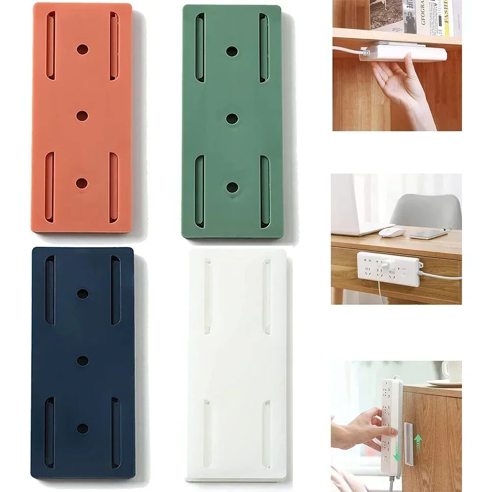 Reusable Socket Holder ABS Wall-Mount Self-Adhesiv Power Strip Holder Plug & Extension Organiser Fixed Power Strips Wall