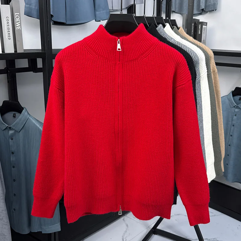 

Autumn Winter Trend Loose Top Lazy Style Knitted Sweater Outerwear Men'S Cardigan Men'S Zipper Thickened Woolen Coat