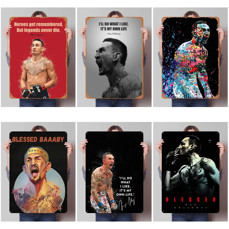 Max Holloway Boxing Sports Metal Posters Vintage Home Decor Items Custom Metal Tin Signs for Wall Art Decoration Room Decor Men