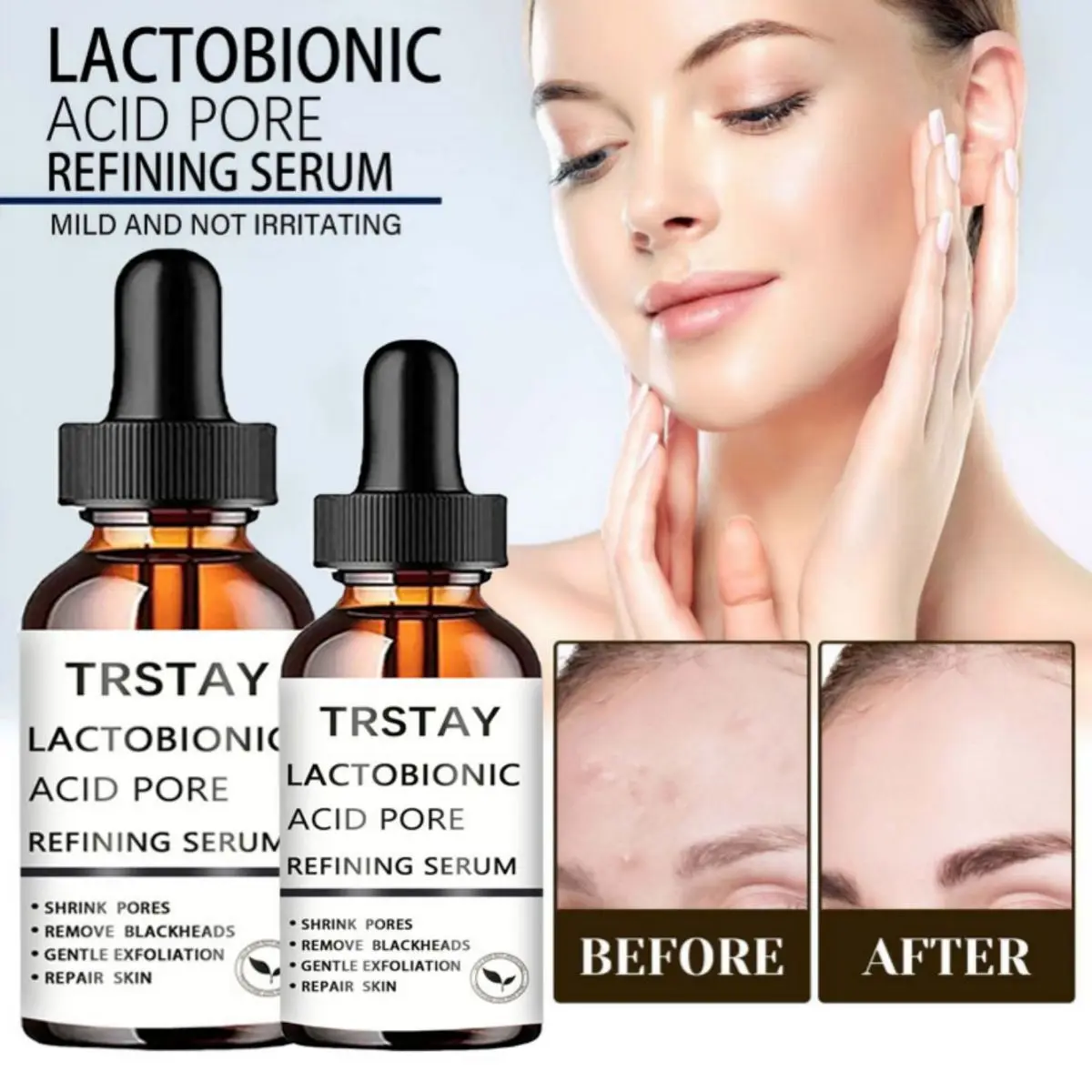 Pore Shrinking Serum Skin Elasticity Delicate Repair Essence Clean Blackheads Acne Moisturizing Smooth Pores Facial Serum