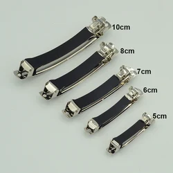 20PCS 5cm 6cm 7cm 8cm 10cm Silver Metal French Barrettes With Rubber Tubes Plain Snap Hair Clips Automatic Hairpins for DIY