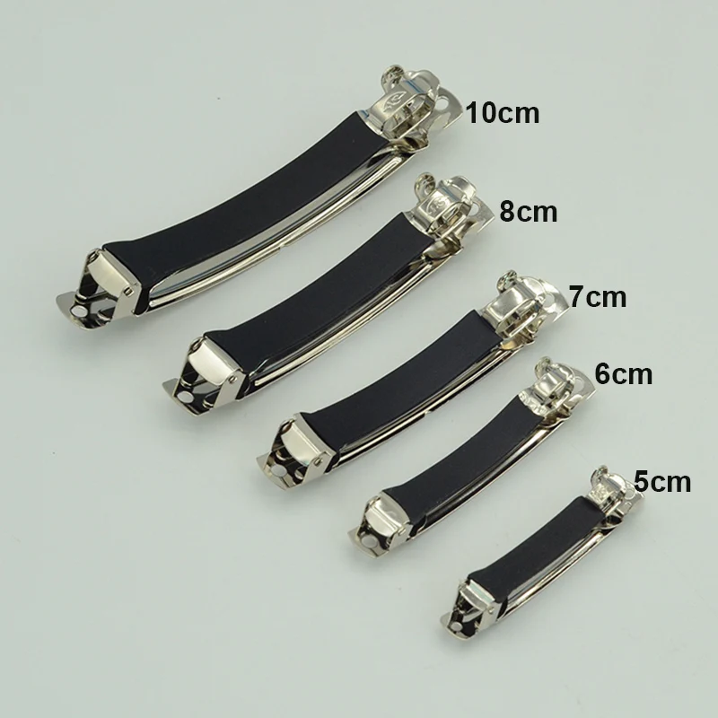 20 szt. 5cm 6cm 7cm 8cm 10cm srebrne metalowe francuskie spinki z gumowymi rurkami gładkie spinki do upięcia włosów spinki do włosów do DIY
