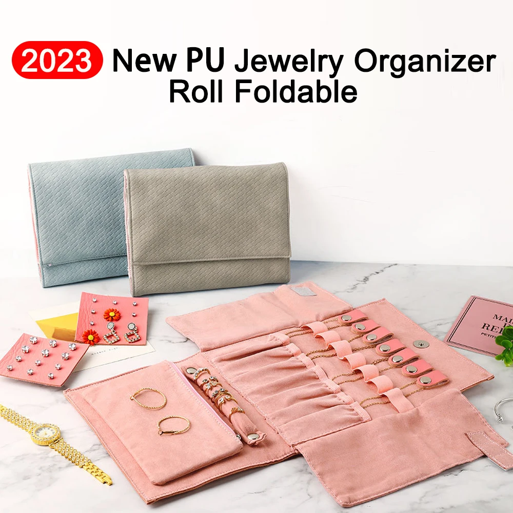 

Дорожный органайзер для ювелирных изделий, складная сумка для ювелирных изделий из искусственной кожи для путешествий, колец, сережек, ожерелий, сумка для хранения ювелирных изделий
