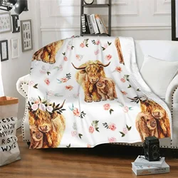 Highland Cow Blanket Animal Bedding Throw Soft Cozy Fleece Plush Size for Couch Bed Sofa Travelling Camping