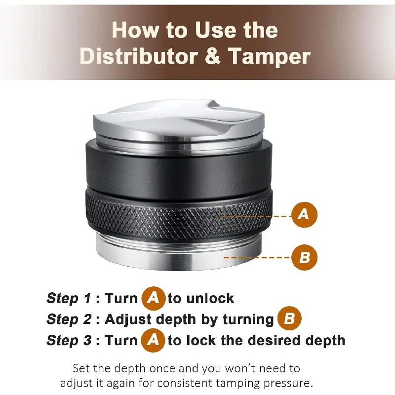 

Espresso Masher 2-in-1 Dispenser - Suitable for 54mm-58MM Double Head Coffee Leveler Adjustable Accessories