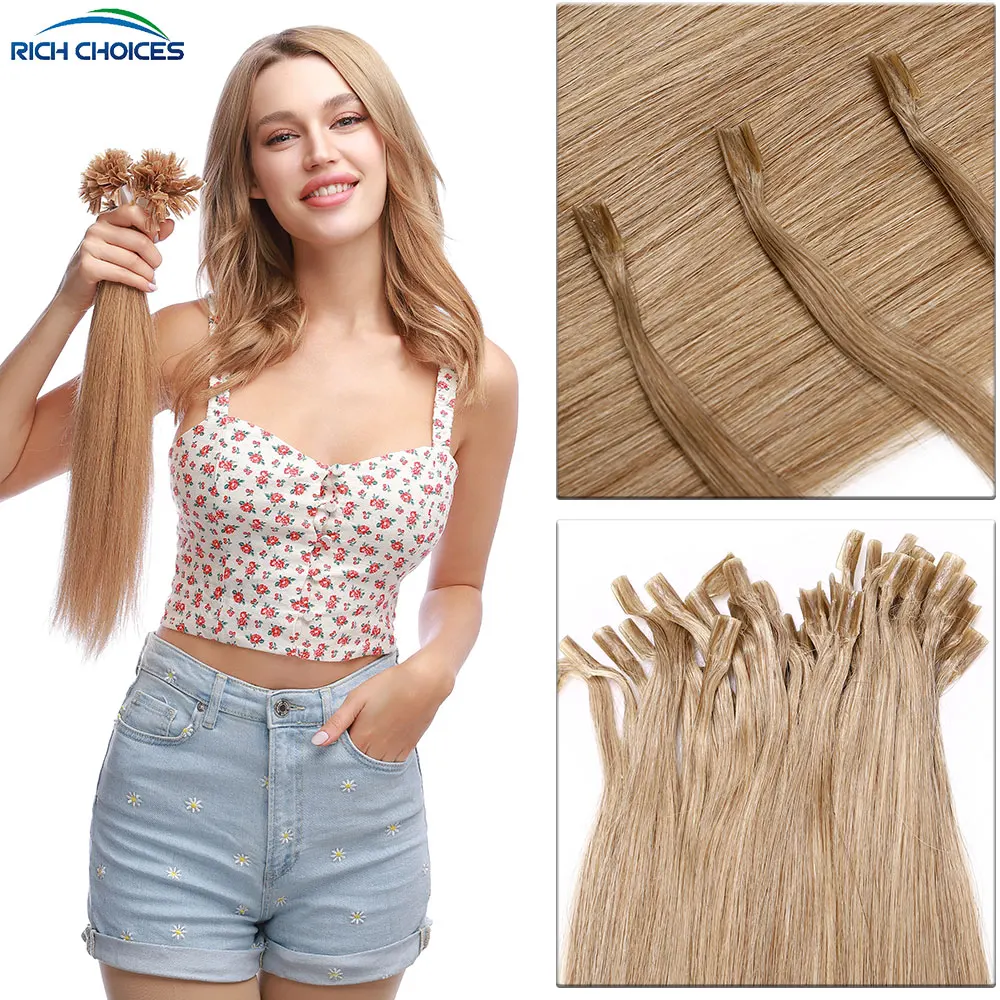 Johanna Choices-Extensions de cheveux en U pré-collés, Nail Tip, 100% cheveux humains naturels, 50g, 100g, KerBrian Tip, 14-24\