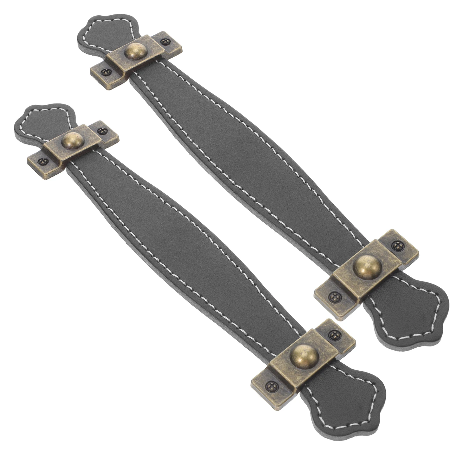 

2PCS PU Handle Black Door Knobs Cabinet Strap Handles Drawer Pulls Furniture Hardware Bathroom Kitchen Accessories