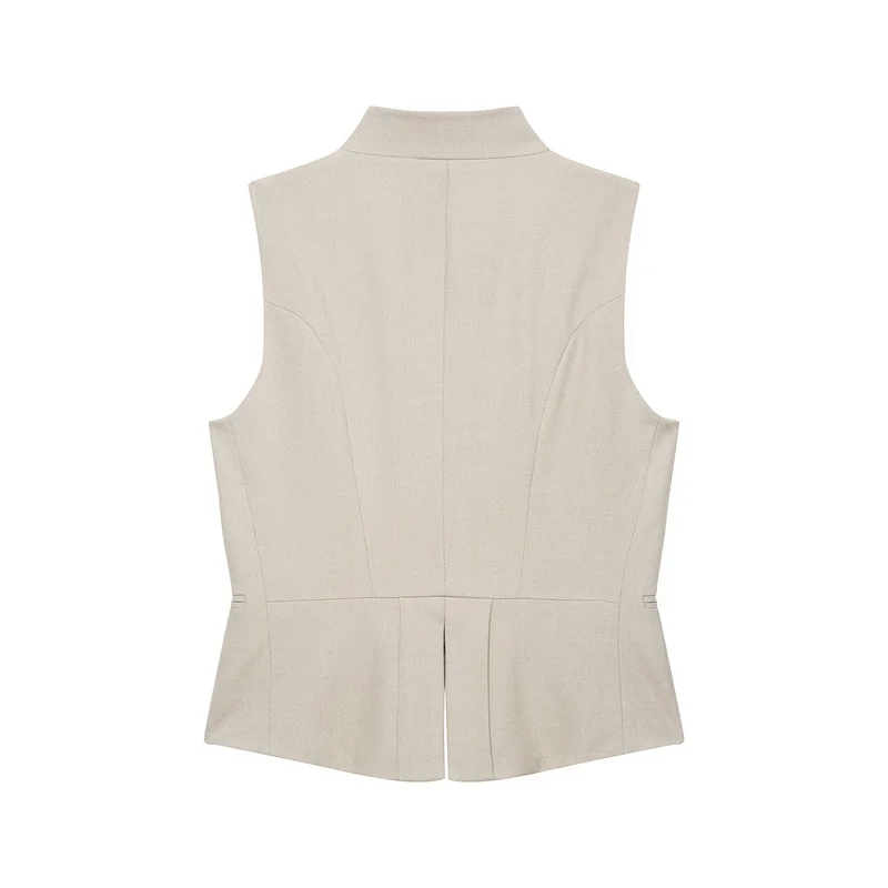 ZHIO Women's Vest 2026 Summer New Khaki Sleeveless Button-Decorated Vest Jacket Personalized Fashion Commuting