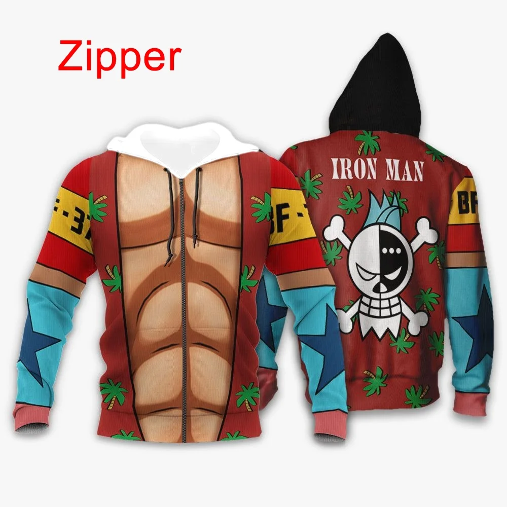 

One Piece Franky Men Zipper Hoodie Cartoon Japan Style Anime Women Sweatshirt 2026 New Fashion Children Jackets Coat