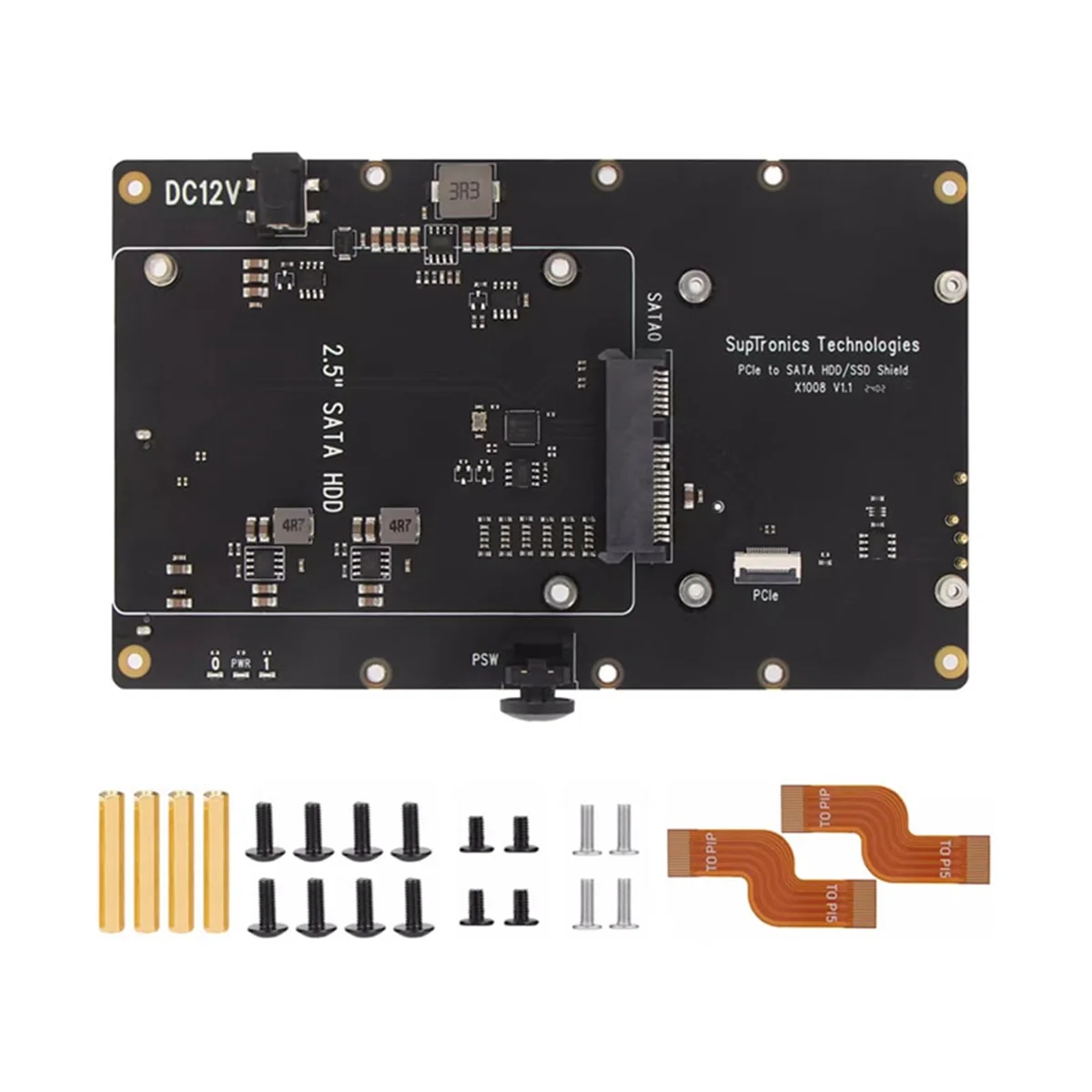 X1008 PCIe to 2.5inch SATA HDD/SSD+3.5inch SATA HDD Shield for Raspberry Pi 5 NOT Support Boot From HDD/SSD‘-AA68