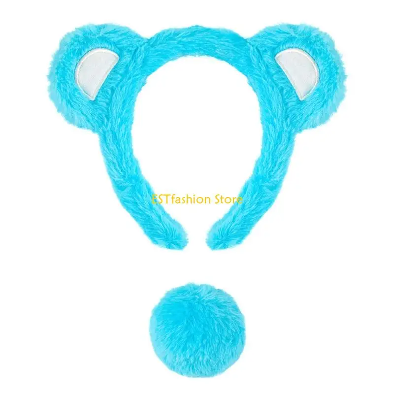 

Y5GC Costumes Bear Bear, установленные с медведей ушей, повязка на голову маленькие аксуальные аксессуары для хвоста для для