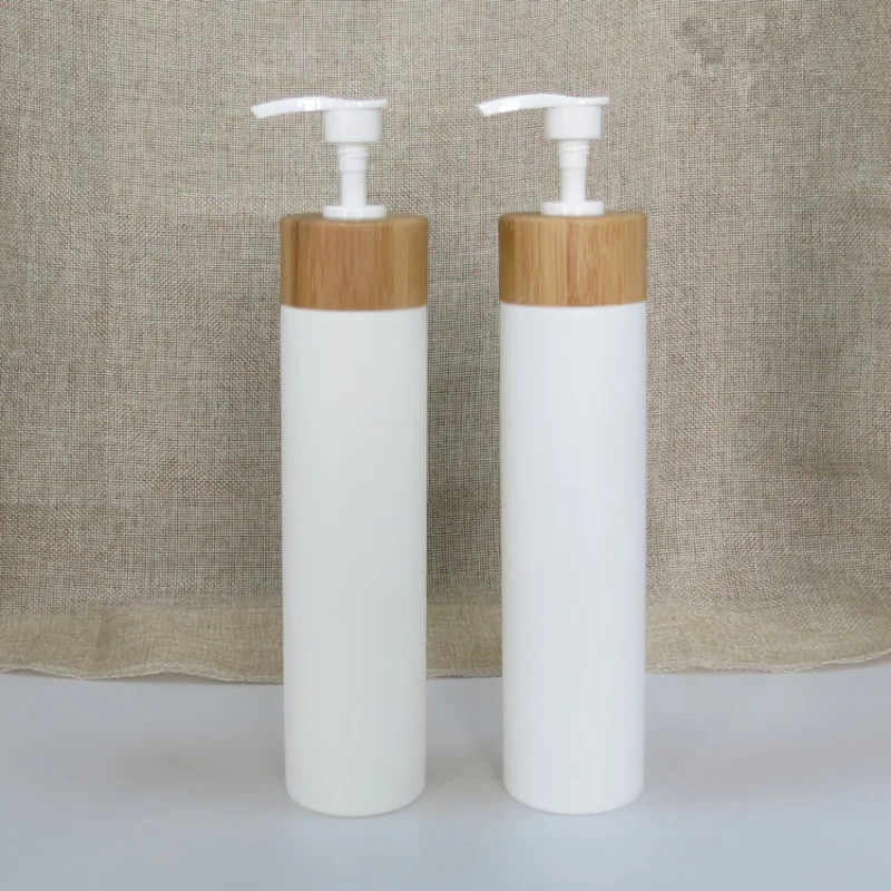 15pcs/lot 250ml white/black PE press emulsion bottle,lotion bottle with bamboo emulsion pump head shampoo/body wash