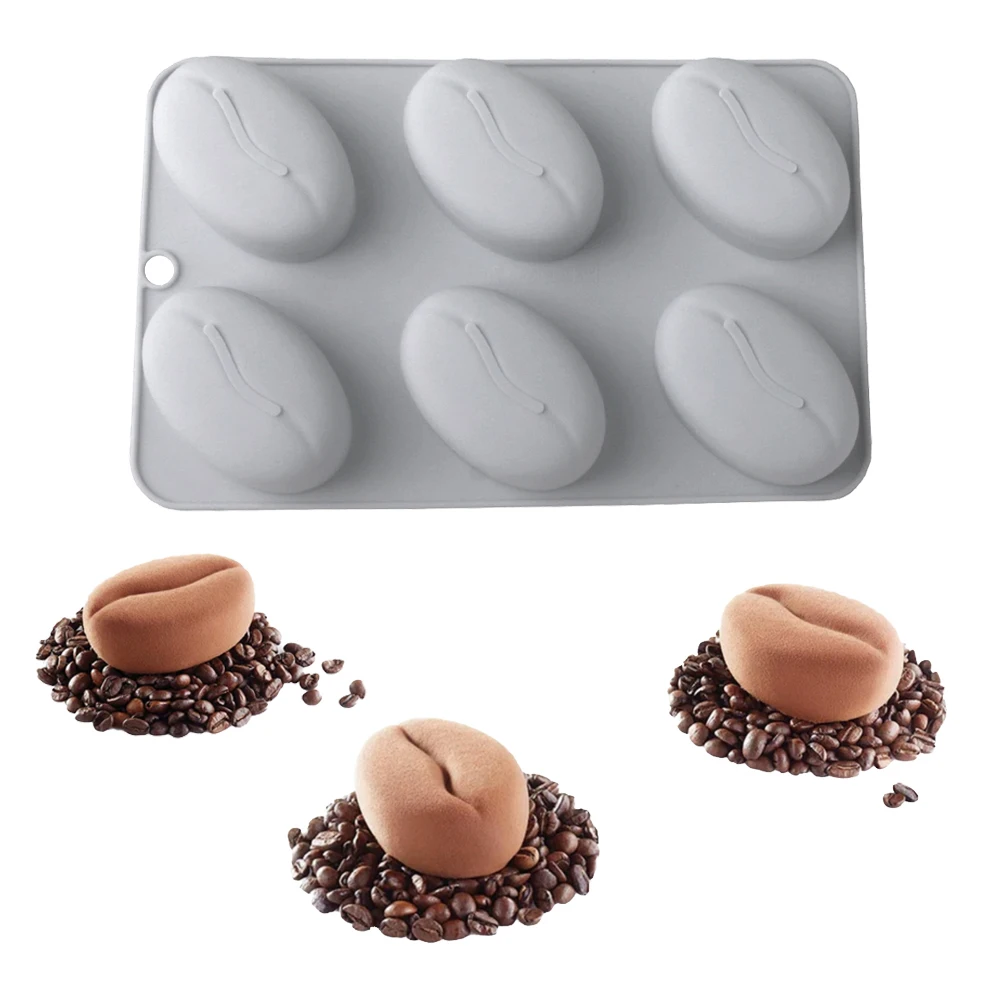Molde Silicona Granos Café 6 Cavidades Mousse Postres Forma Café Repostería Pasteles Gelatina Chocolate Cremoso Casero Horno