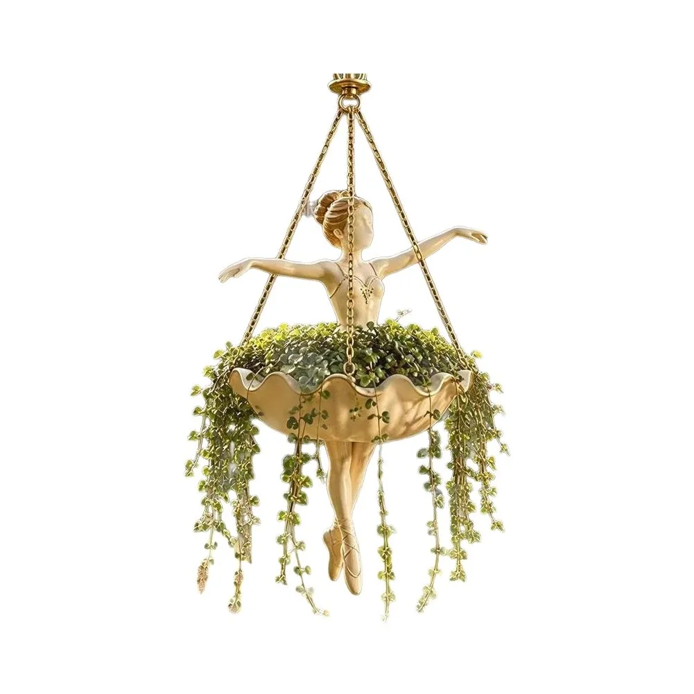 Hanging Ballet Dancer for Small Plants and For Succulents Resin Decorative Wall Mount Holder Indoor Outdoor Use