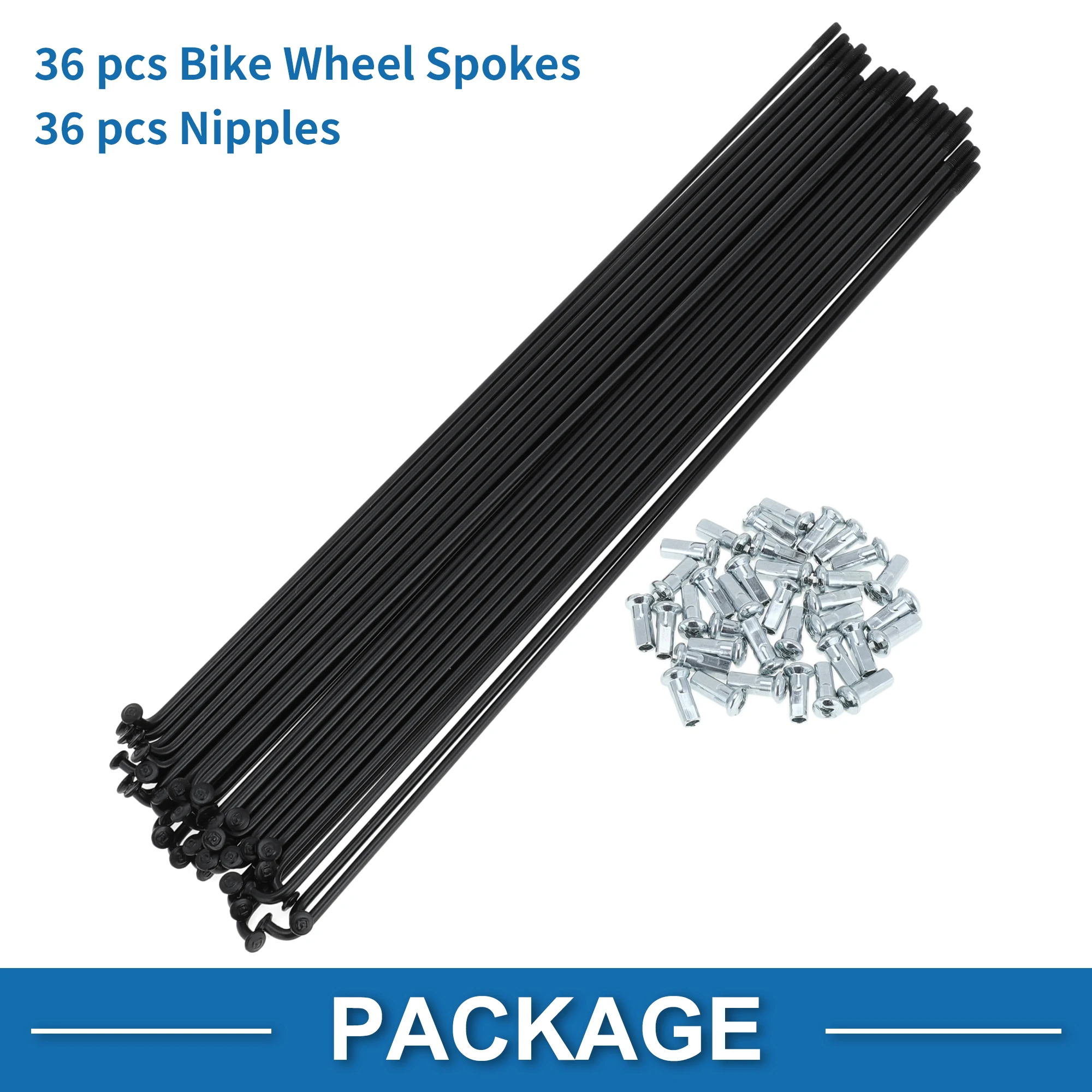 X Autohaux Fahrradspeichen 12G 125/134/136/155/160/170/175/183/185 mm Länge Fahrrad-Radspeichen Ersatzteile Kohlenstoffstahl Schwarz