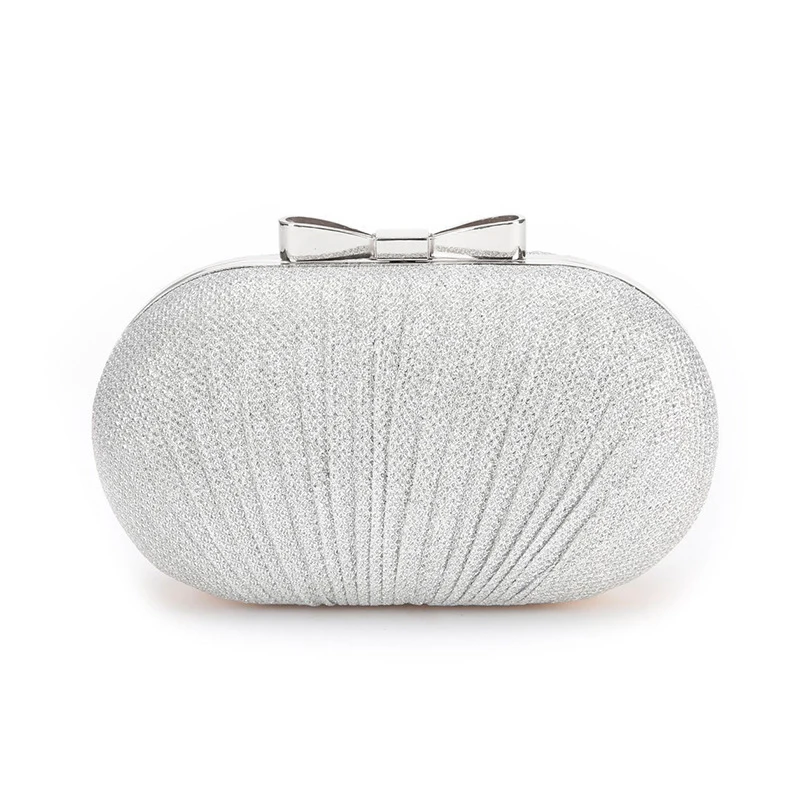 New Fashion Dinner Bag Women Sequin Pleated Oval Clutch Banquet Chain Bag Crossbody Purse Evening Party Clutches Luxury Handbags