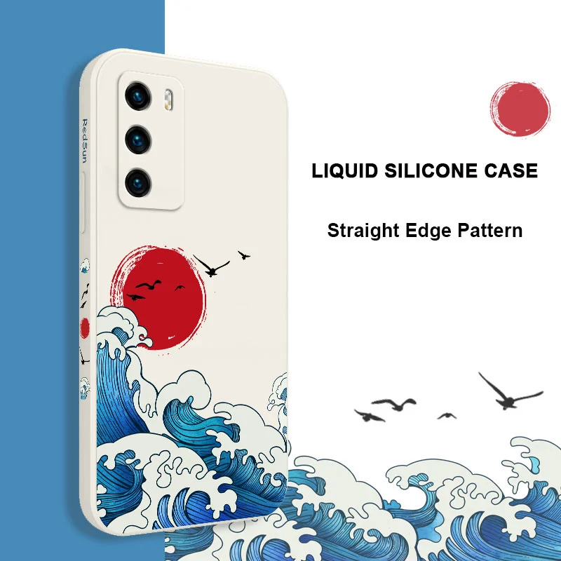 Waves Splashing Phone Case For Huawei P40 P50 P30 P20 Pro Lite Nova 10 10SE 9 9SE Mate 50 50E 40 30 20 Pro Lite Cover