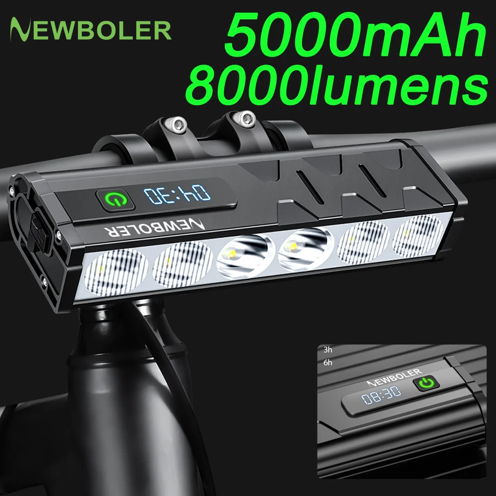 

5000mAh Bicycle Light 6LED Front Double Bracket Power Bank MTB Mountain Bicycle Lamp Bike Headlight Cycling Accessorie