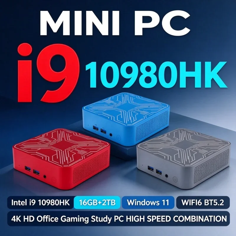 Dual HDMI Compact Mini PC 2026 New Intel Core I9 10980HK Windows 11 16GB RAM 1TB/2TB SSD Home Office Gaming Desktop Working PC