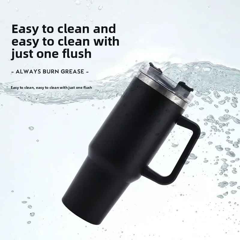 Jumbo 304 Stainless Steel Insulated Mug 40oz Generation  Car Cup with Handle Portable Ice Master Straw Cup Leak-Proof Food-Grade
