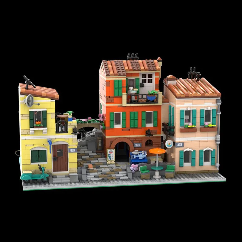 مدينة شارع عرض نموذج Moc قوالب بناء وحدات الإيطالية مربع نموذج التكنولوجيا كتل عيد الميلاد لتقوم بها بنفسك لعبة هدايا البناء #2