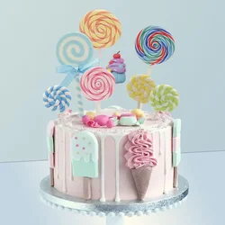 Creative Lollipop Cake Topper Happy Birthday Party Decor Kids Boy Girl Birthday Lollipop Cake Decor 1st Birthday Cupcake Toppers