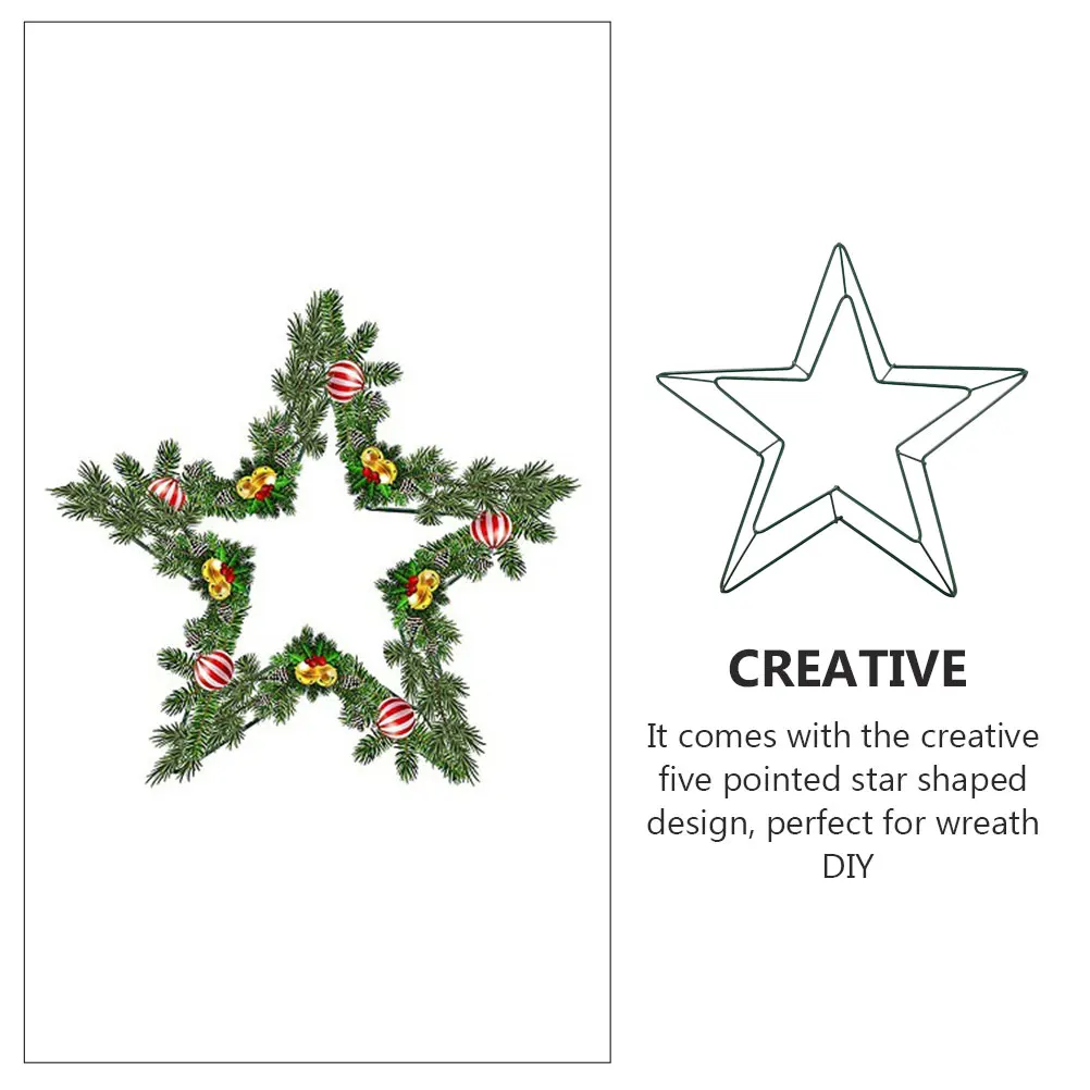 

1Pcs Iron Wreath Frame Five-Pointed Star Shape Solid Structure Wire Wreath Ring for Home Garden Decoration Garland Metal Frame