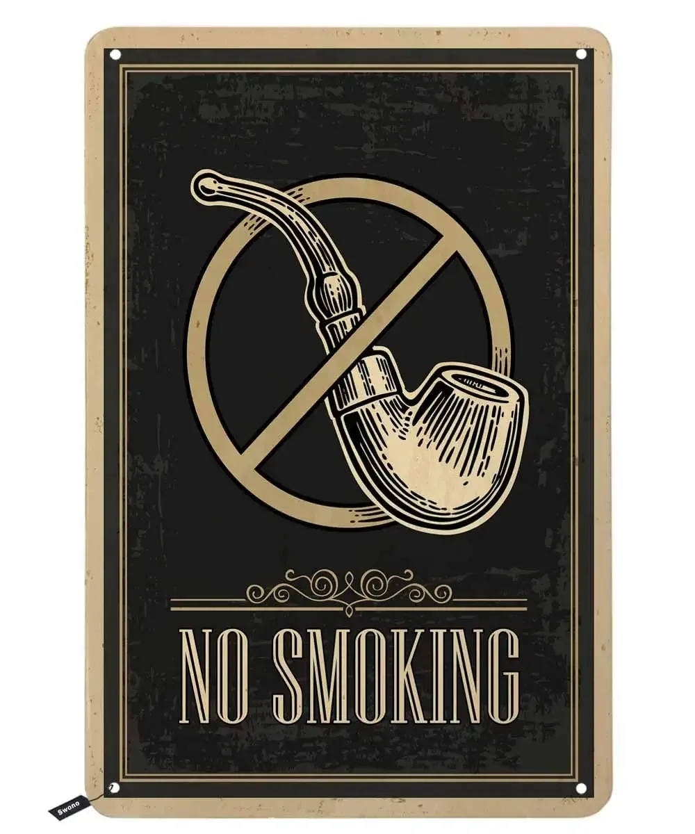 

No Smoking Tin Signs,Retro Poster Pipe on Dark Background Vintage Metal Tin Sign for Men Women,Wall Decor for Bars,Restaurants
