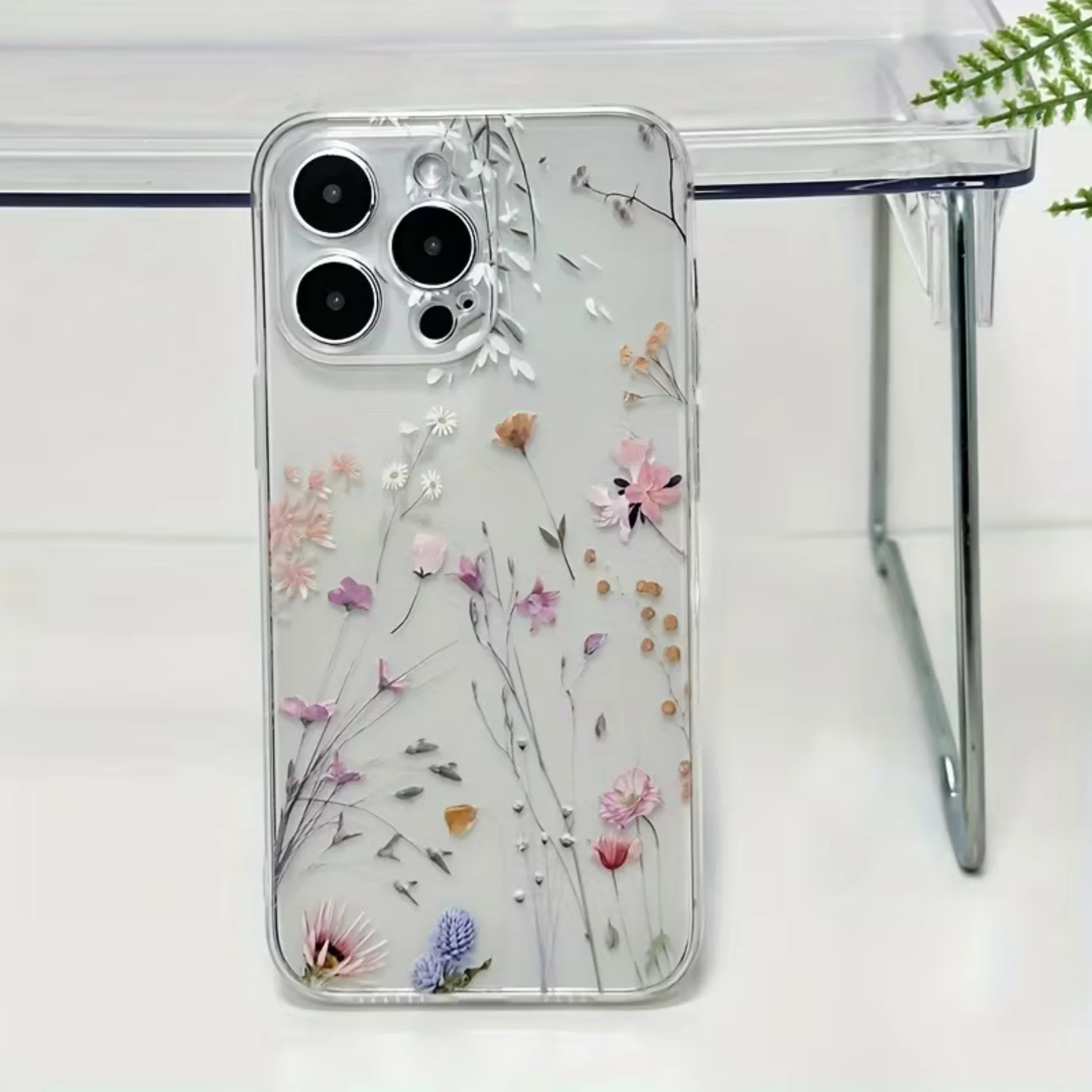 Clear Phone Case For iPhone 18 17 16 15 14 13 12 11 Pro Xs Max 8 7 Plus Mini 16e Air X Ins Aesthetic Floral Print Soft TPU Cover