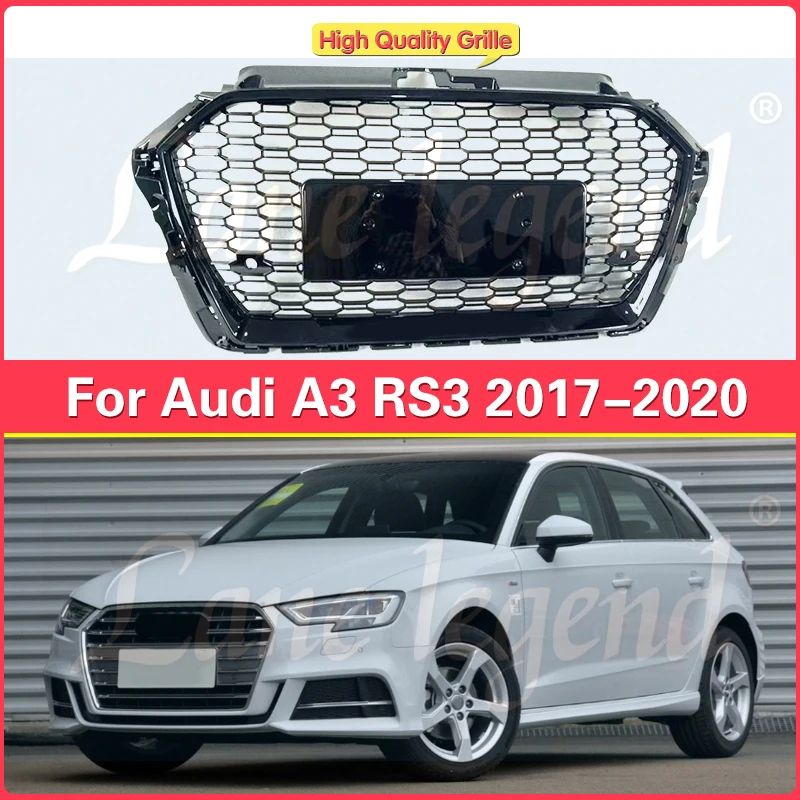 Car Auto Parts Front grill for Audi A3 2017 2018 2019 2020 New ABS material  high quality radiator center grills RS3 style