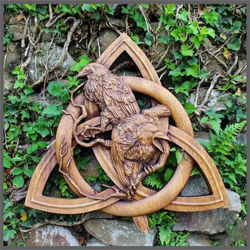 

Norse Pagan Gods Carving Heathen Rune Decoration Crow On The Ground Resin Wall Hanging Decor Garden Patio Door Hanging Pendant