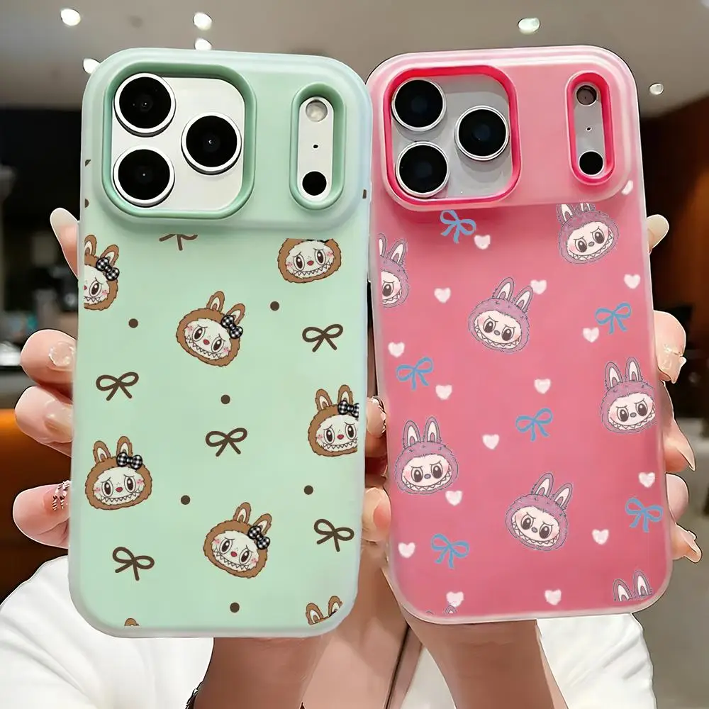 Cute Cool Cartoon Labubu Phone Case 2-in-1 Detachable Clear with Card Holder for iPhone 12-17 Soft Multi-Color view 3