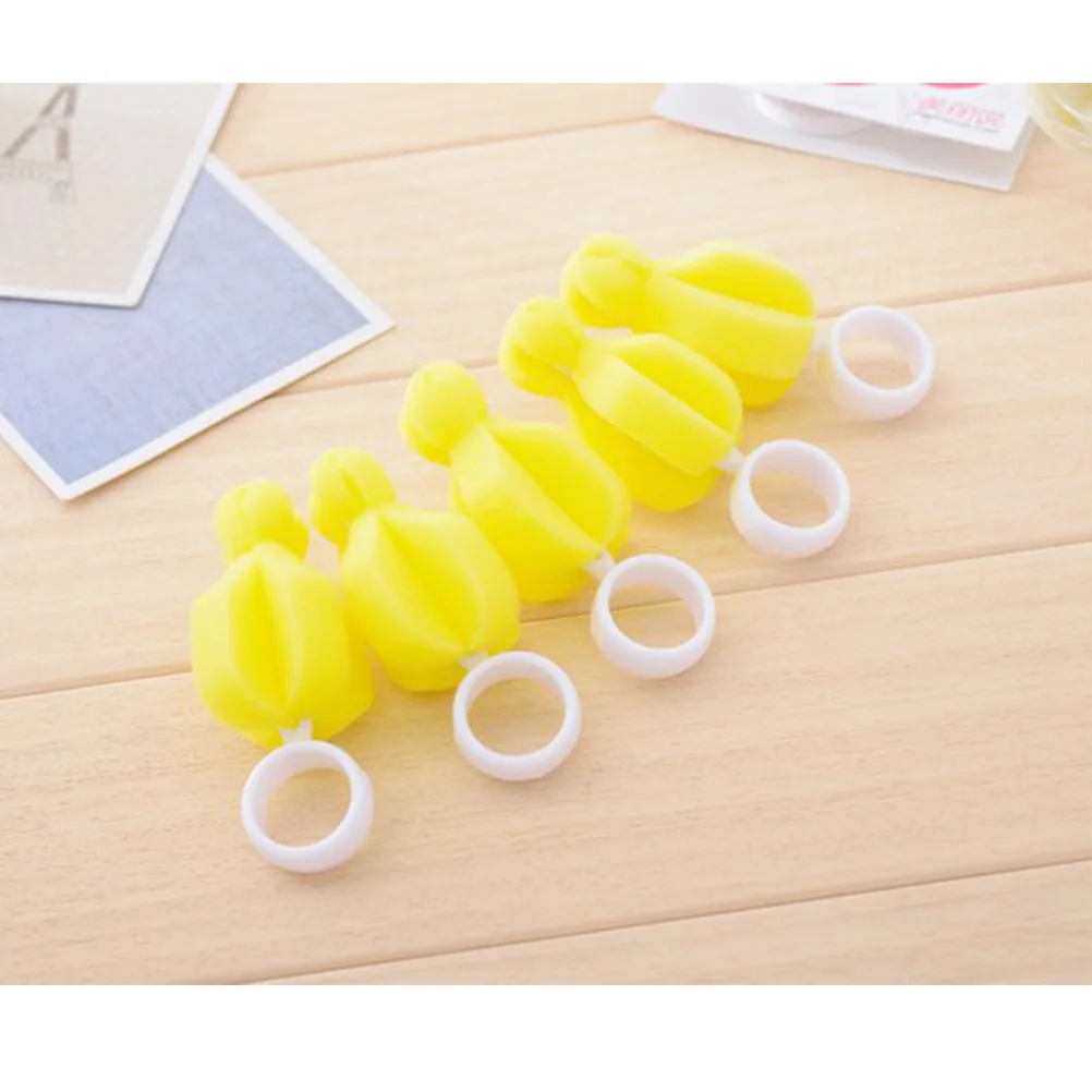 20pcs Portable Baby Bottle Teat Brush Durable Cleaning Brush Sponge Pacifier Cleaning Brush for Baby Home Outdoor (Yellow)