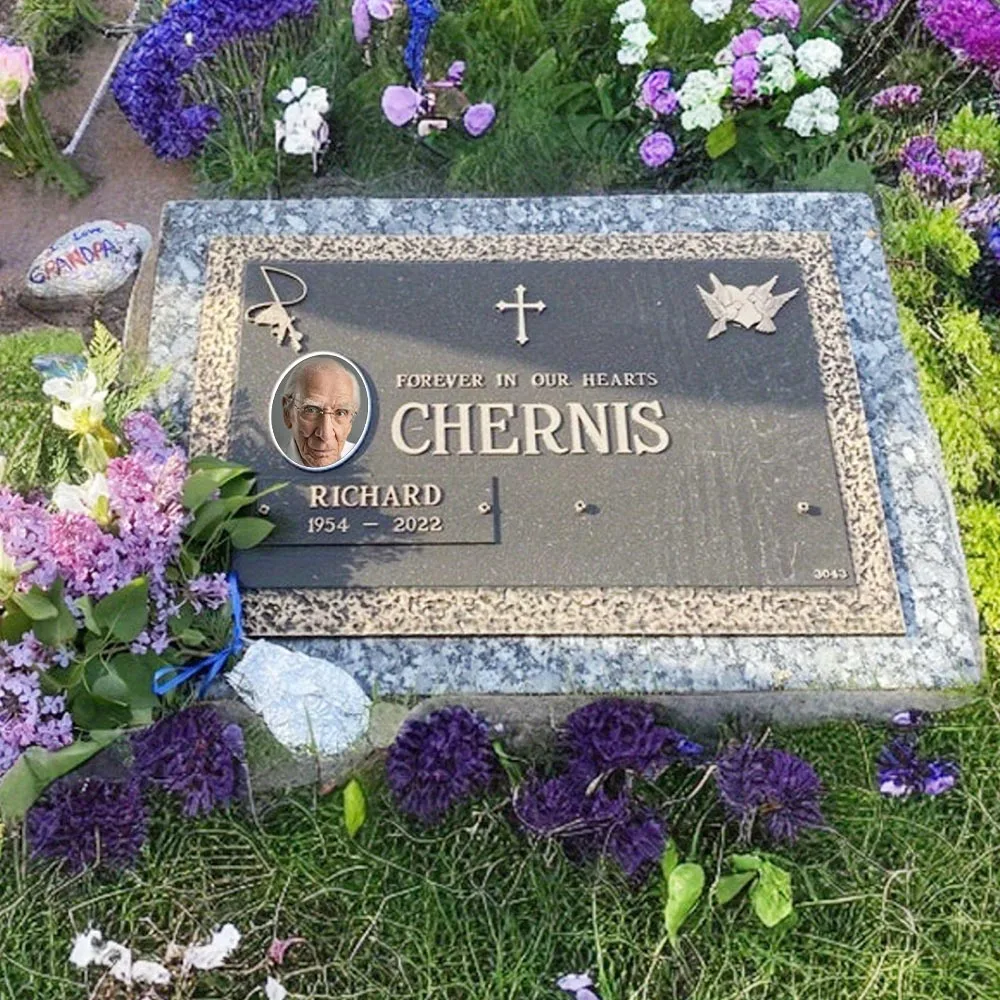 2D Flat Not 3D 1pc Custom Photo Memorial Headstone Tile Outdoor Picture Plaque for Cemetery Decorations for Grave image 3