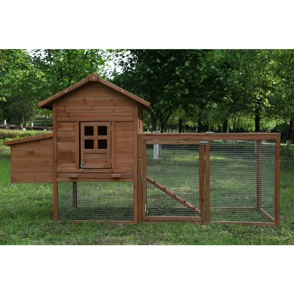 Outdoor 80\'\' Weatherproof Wooden Chicken Coops Nest Box Hen House Poultry Pet Hutch Garden Backyard Cage (Chicken Coop)