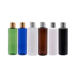 24pcs 100ml 120ml 150ml 200ml 250ml Plastic Refillable Bottles Silver Gold Aluminum Disc Caps Lotion Shampoo Shower Gel Oil
