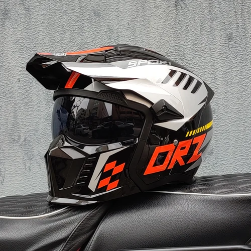 Imagen 2 del producto ORZ casco de motocicleta retro de alta calidad combinación multifuncional modular casco completo aprobado por DOT guerrero personalizado