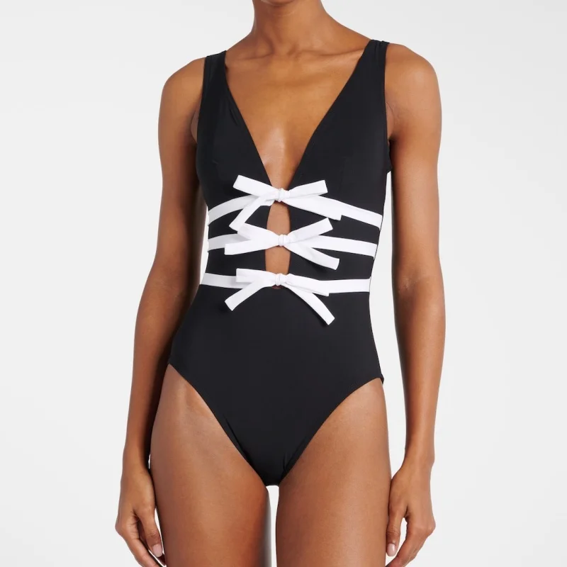 Maillot de bain une pièce, Design haut de gamme, imprimé Floral, à volants, amincissant, vacances, Sexy, décolleté en V profond, pour femmes, 2025