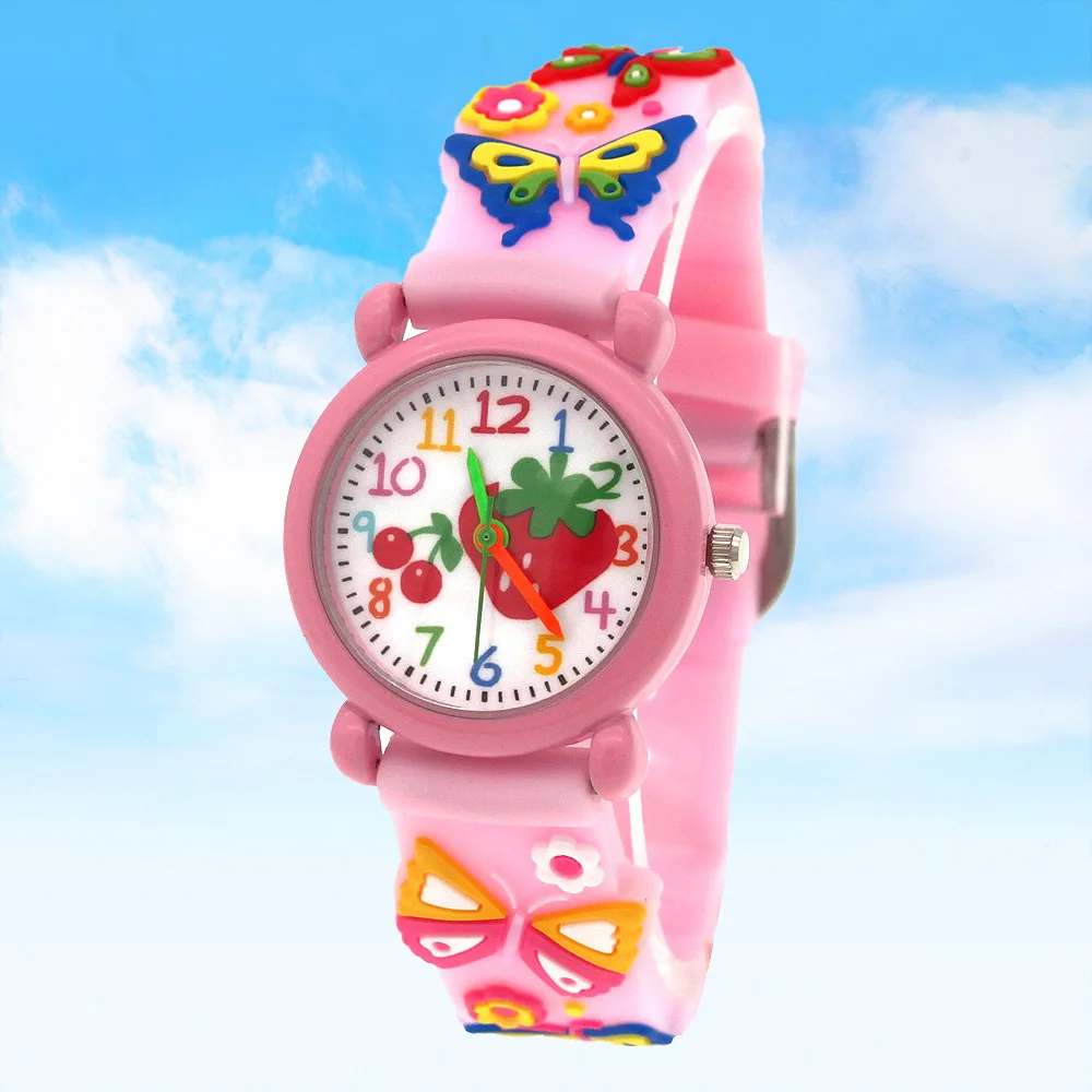 Children's Colorful Dial 3D Quartz Watch with Silicone Strap, Unisex Wristwatch, Christmas Gift for Boys and Girls