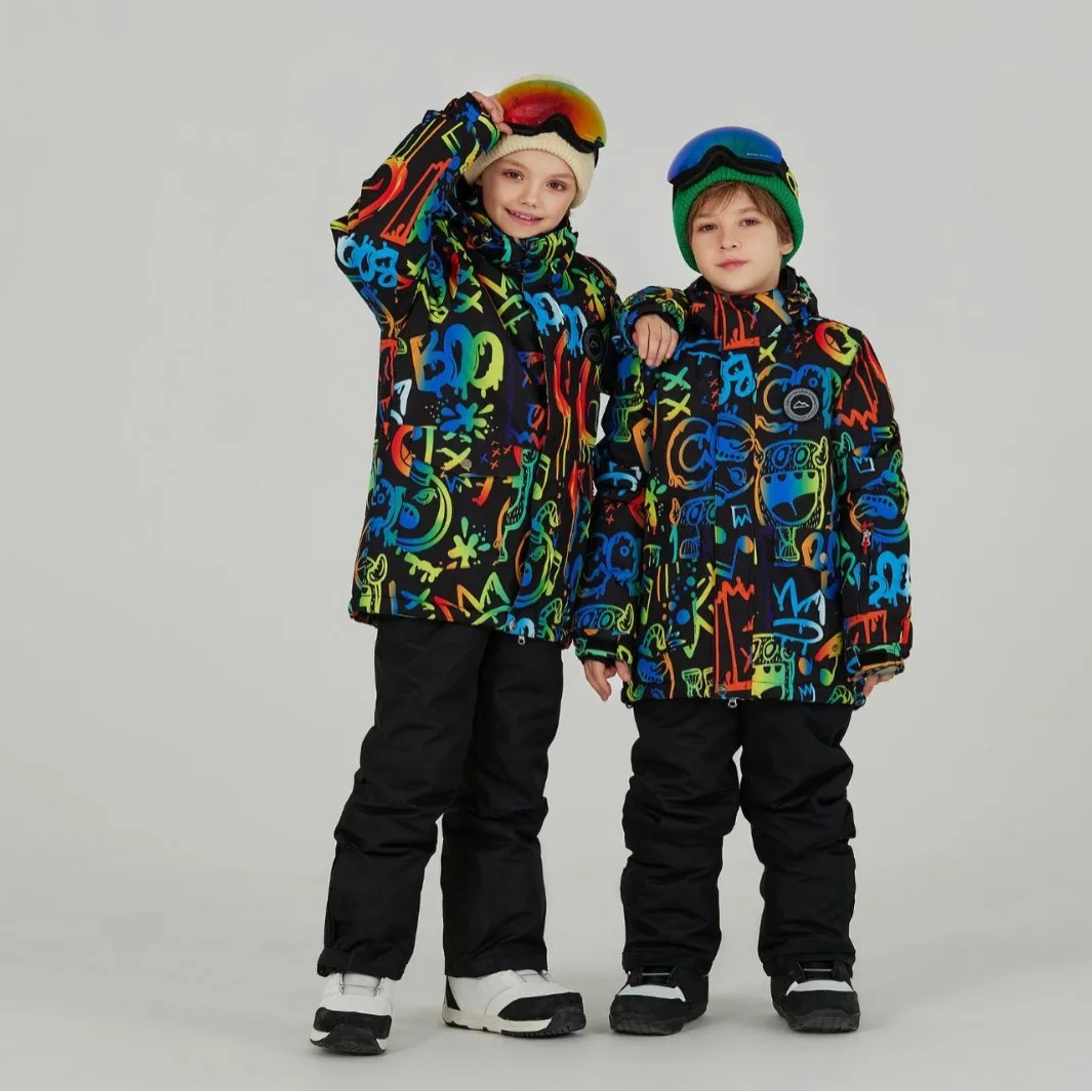 

Kids Ski Suit Sets for Snowboarding Skiing Thickened Warm Outdoor Ski Jackets Pants for Children