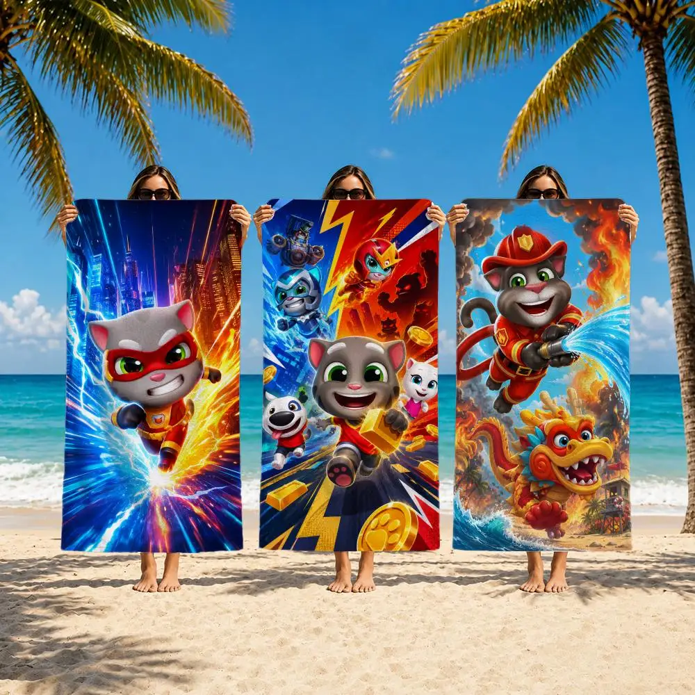 Animation T-Talking Tom And Friends Towel Towel Soft Pool Gift For Travel Gym Shower Camping Quick Dry Sports Large Beach Towels