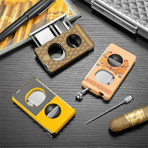 5-In-1 Multifunctional Stainless Steel Cigar Cutter With Cigar Drill / Holder / Needle Flat Cut And V-Cut Father's Gift