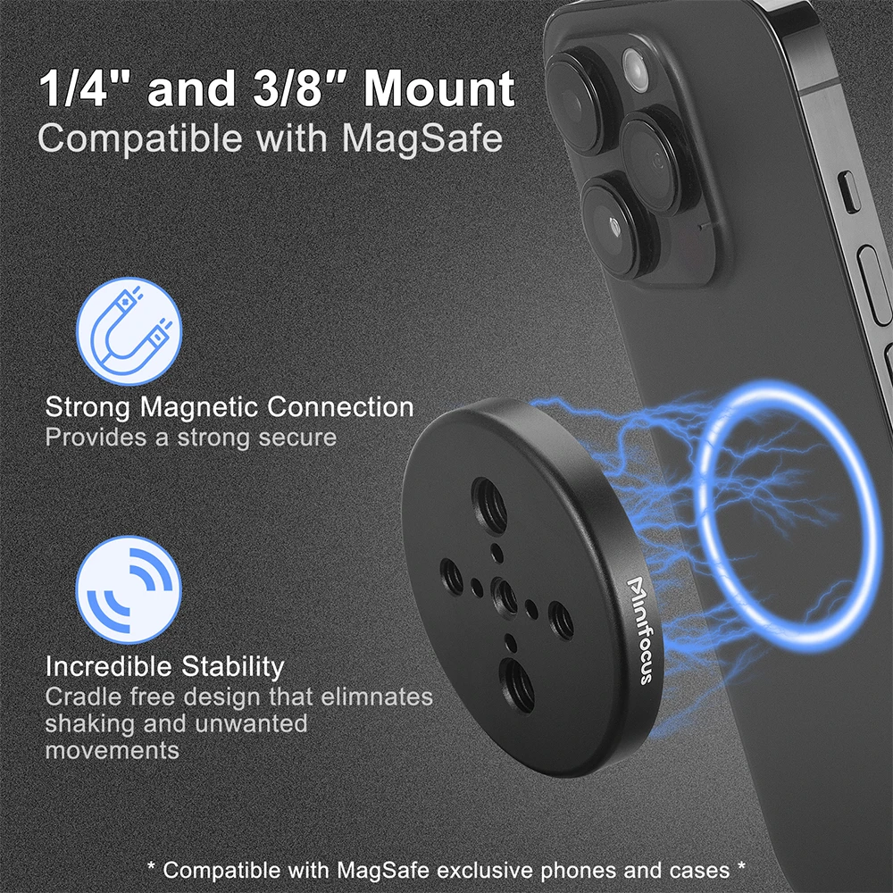 Dual Magnetic Phone Mount Holder with Double Ball Sided Magnet for Gym Record for MagSafe for iPhone & Android Smartphone Stand