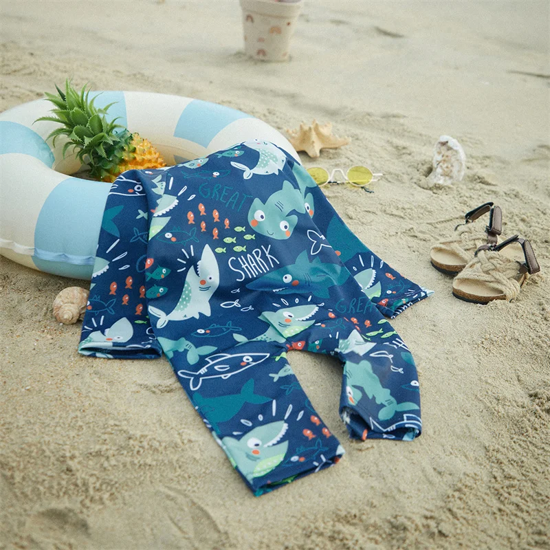 Baby Boy Swimsuit with Shark or Coconut Tree Print 2