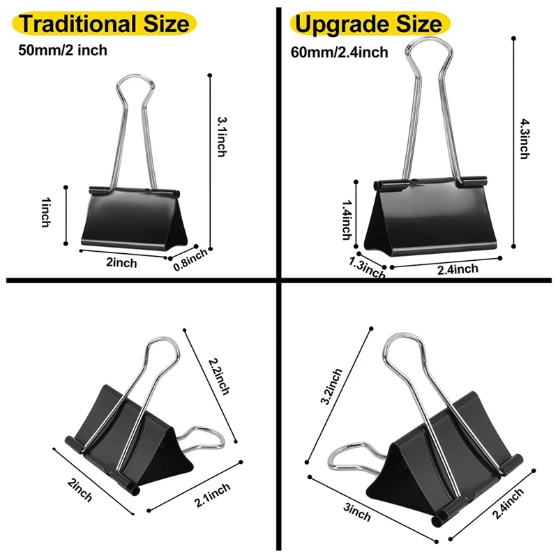 초대형 바인더 두꺼운 파일 폴더 및 드로잉 보드 클립 2.4인치(약 6.1cm) 8개