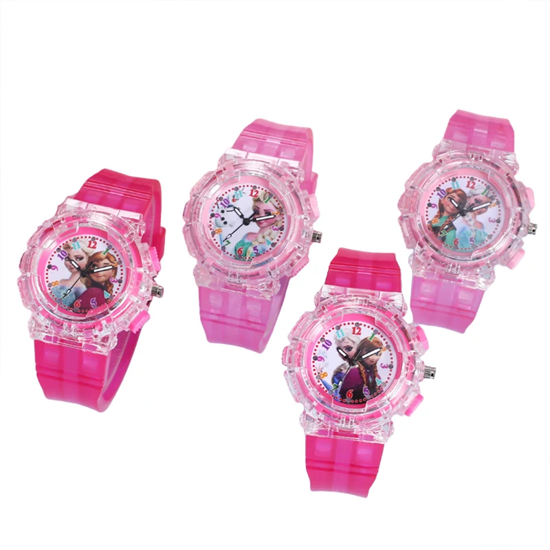 Miniso Anime Cartoon Disney Frozen Princess Luminous Kids Quartz Watch Girls Student Glowing Sport Wristwatch Christmas Gifts