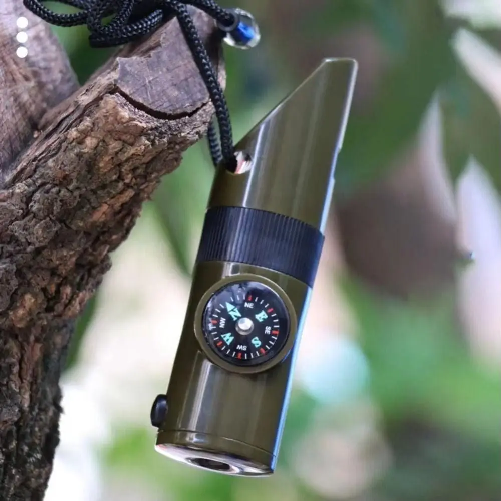 7-in-1 Emergency Survival Whistle Multifunction Compass Outdoor Survival Whistle Portable Tools 7-in-1 Emergency Whistle Hiking