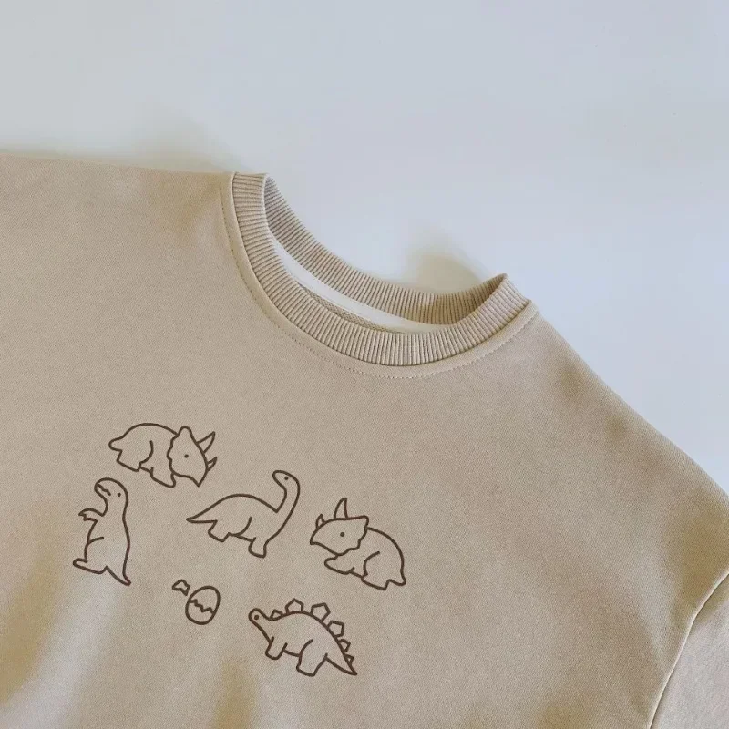 Felpe per bambini 2024 Autunno Inverno Dinosauro Pullover a maniche lunghe per bambini Top allentato per ragazzi Ragazze T-shirt T-shirt per bambini